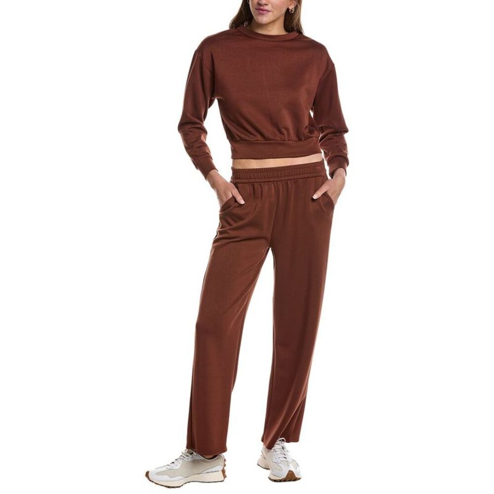 Marion Womens  28In 2Pc Straight Pant & Sweatshirt Set, Brown